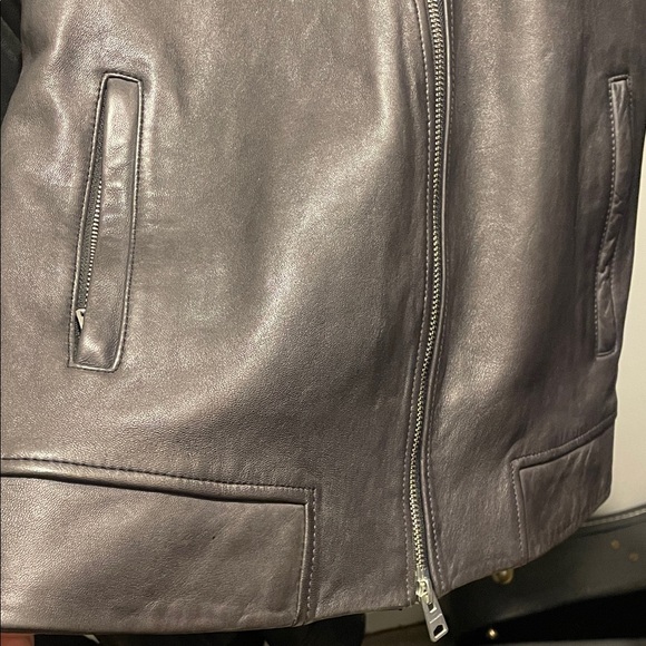 All Saints Black Leather Bomber Jacket - Picture 7 of 7